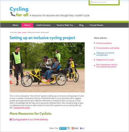 Cycling for All advice pages