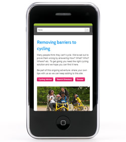 Cycling for All on smart phone screen
