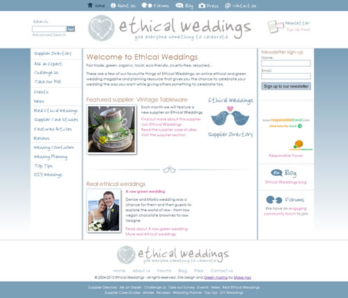 Ethical Weddings website