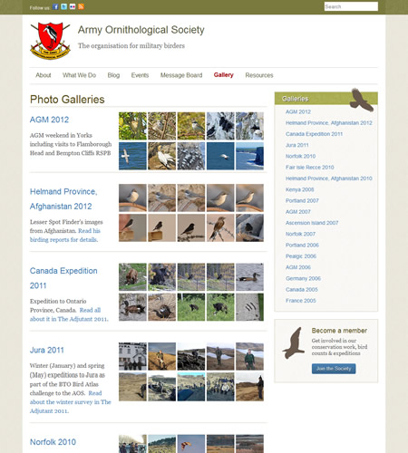 Army Ornithological Society website gallery
