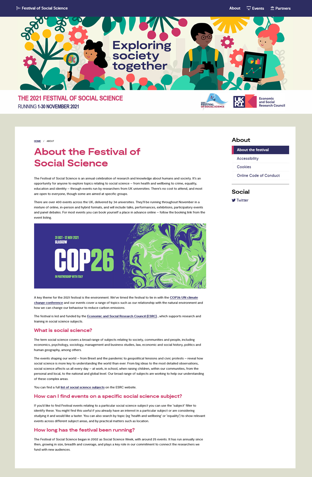 Festival of Social Science 2021 About page