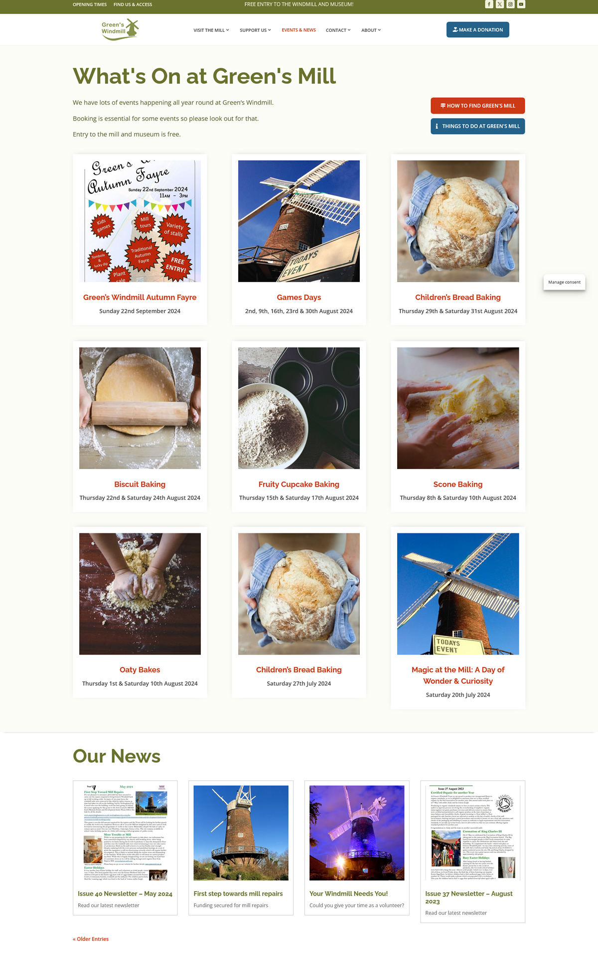 Green’s Windmill Events & News