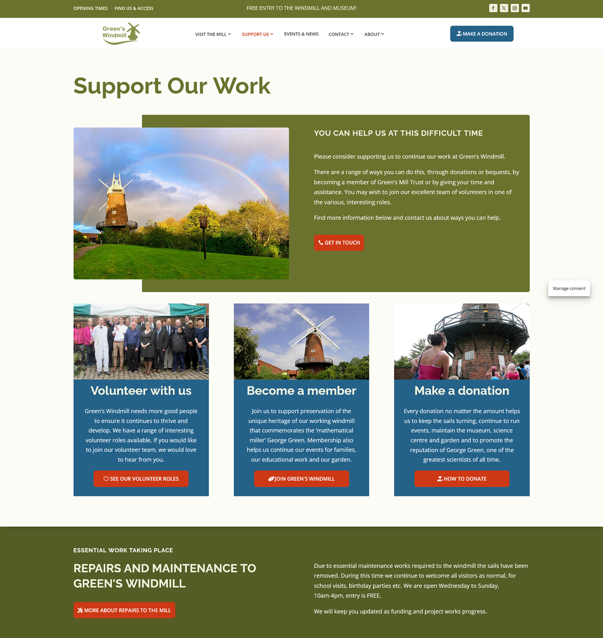 Green’s Windmill Support Us page