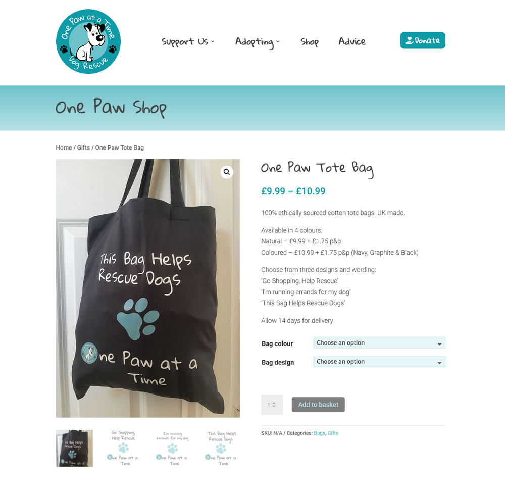 One Paw at a Time Dog Rescue Shop product details