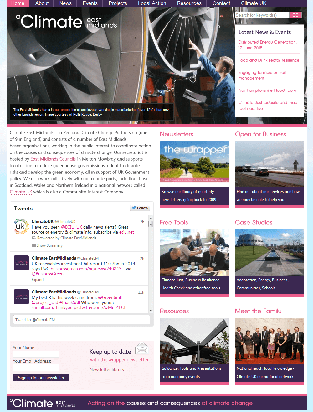 Climate East Midlands The home page highlighting CEM's work, news & events and ways to keep in touch.