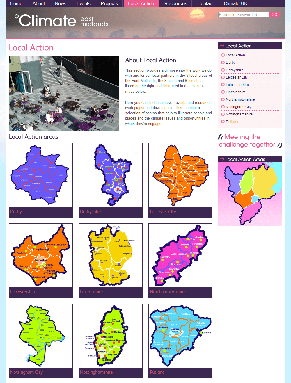 Climate East Midlands The Local Action section shows work around the region