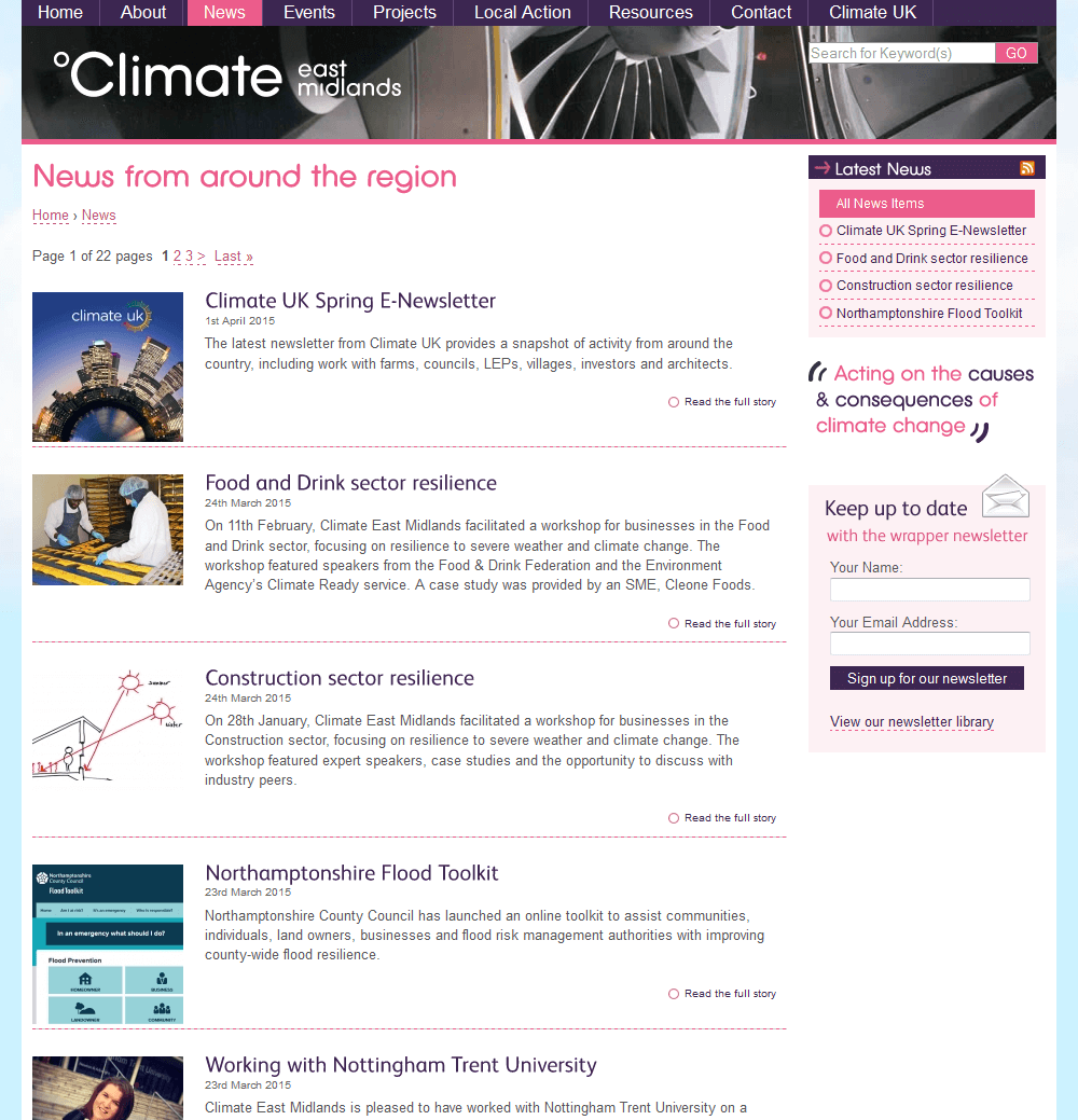 Climate East Midlands Regularly updated news about climate change in the East Midlands