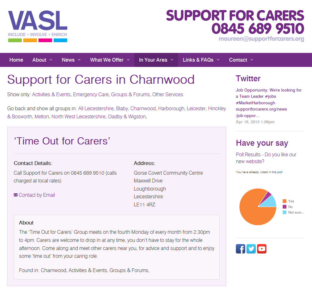 Support for Carers An extensive directory of support organisations