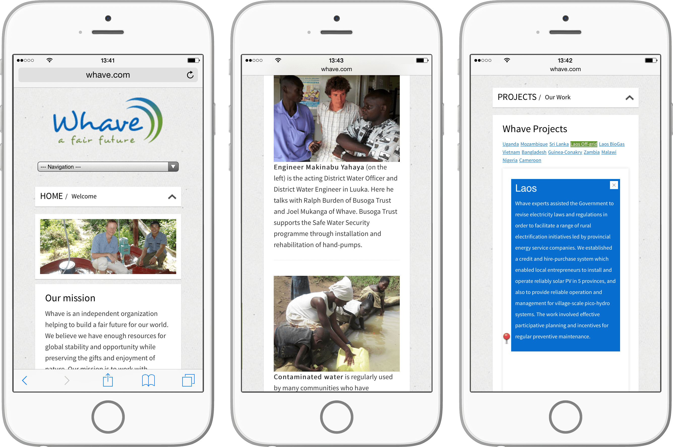 Whave Mobile views of Whave